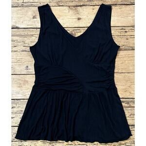 BCX Women’s Black Flowy Peplum Sleeveless Top Size M